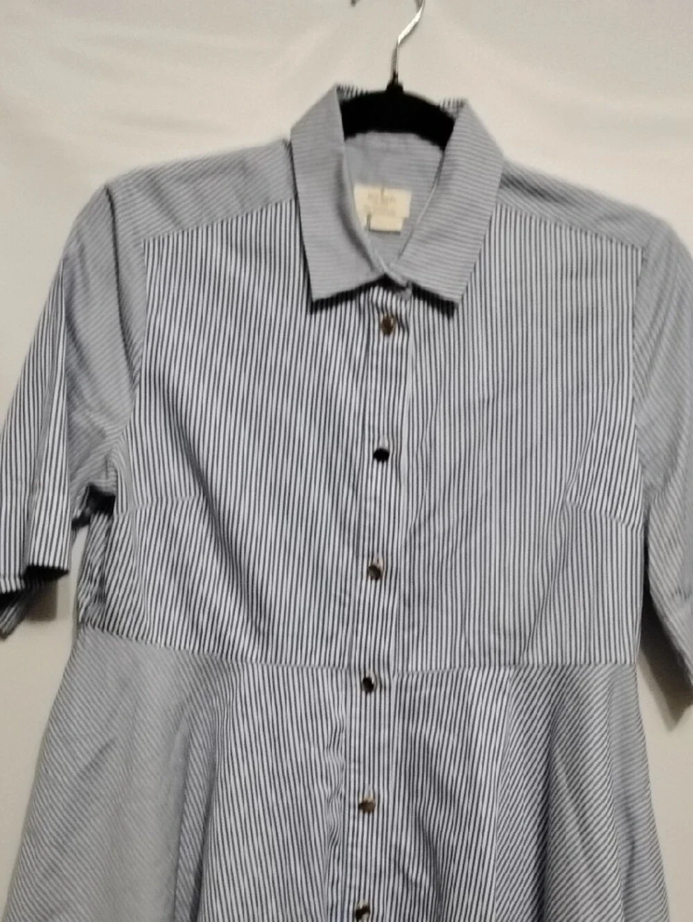 Kate Spade Striped Button-Front Peplum Shirt - Blue & White M